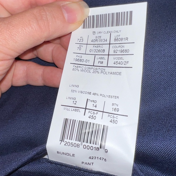 NEW - Joseph Abboud - modern fit NAVY Mens suit (jacket & pants) size 40R/W34 - Picture 5 of 7